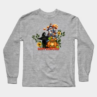 Happy halloween wish you the cute pumpkin and the black cat Long Sleeve T-Shirt